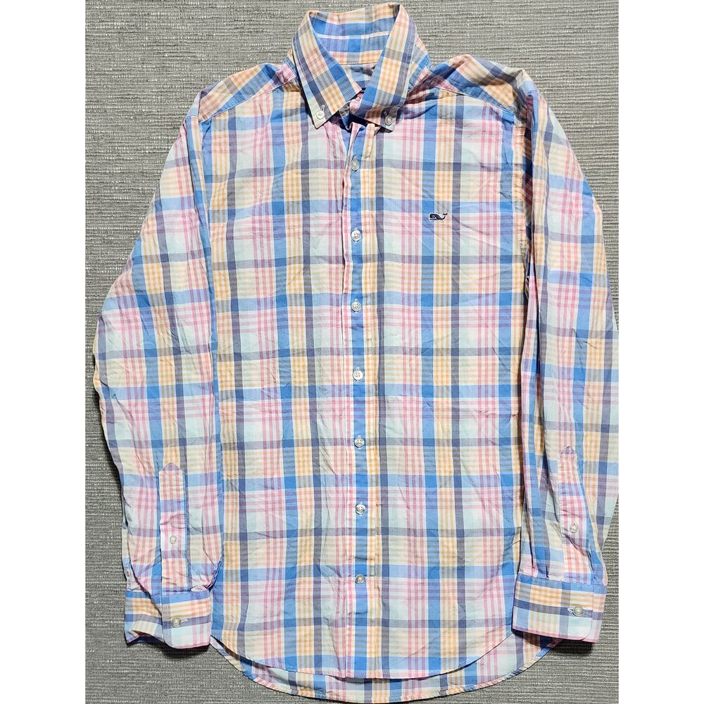 Vineyard‎ Vines Men’s Slim Fit Whale Shirt Small Pastel Plaid Button Down